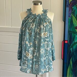 JUST IN Floral Cold Shoulder Halter Top Cato Lightweight Women’s Blouse